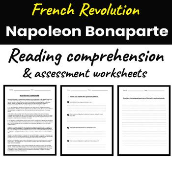 Napoleon Bonaparte, French Revolution Reading comprehension & Worksheets.