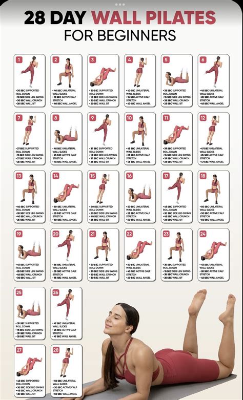 28 Day Challenge Wall Pilates Chart