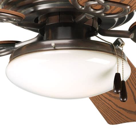 Progress Lighting AirPro 2-Light Antique bronze Incandescent Ceiling Fan Light Kit with Frosted ...