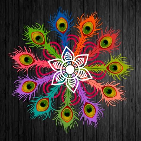 Peafowl feathers background flat colorful design Free vector in Adobe Illustrator ai ( .ai ...