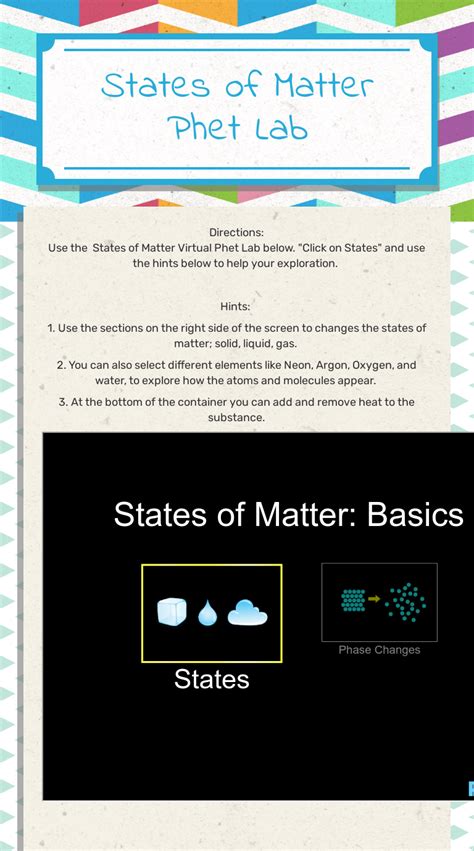 States of Matter Phet Lab | Interactive Worksheet by Michael Stoehrmann | Wizer.me