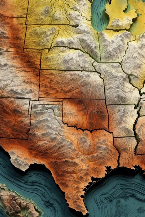 3d Topographic Map of the United States Stock Illustration ...