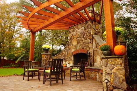 40 Best Patio Designs with Pergola and Fireplace - Covered Outdoor Living Space Ideas