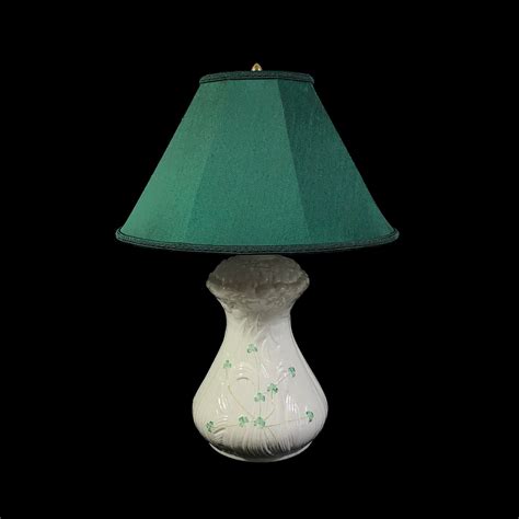 Vintage Table Lamp with Shamrock Design by Belleek, Ceramic Accent Lamp with Daisy and Clover ...