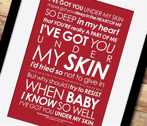 Frank Sinatra I've Got You Under My Skin LYRICS Print. - Etsy UK