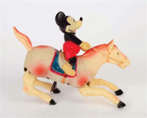 Lot Detail - SCARCE JAPANESE CELLULOID WALT DISNEY WIND-UP MICKEY MOUSE RIDING HORSE TOY.