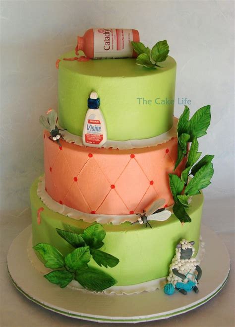 7 Year Itch Anniversary Cake With Chocolate Caladryl Bottle Gumpaste Poison Ivy Leaves And ...