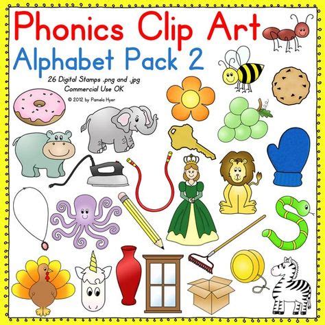 Phonics Clip Art: Alphabet Pack 2 COLOR (With images) | Phonics ...