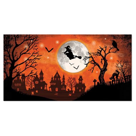 Halloween Night Scene Setters Wall Decoration Haunted House Witch - Walmart.com