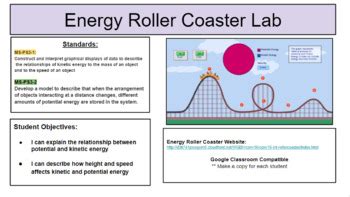 Potential and Kinetic Energy Roller Coaster Simulation Lesson | TPT