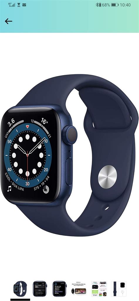 Apple Watch Series 6 GPS, 40mm Blue Aluminium Case with Deep Navy Sport ...