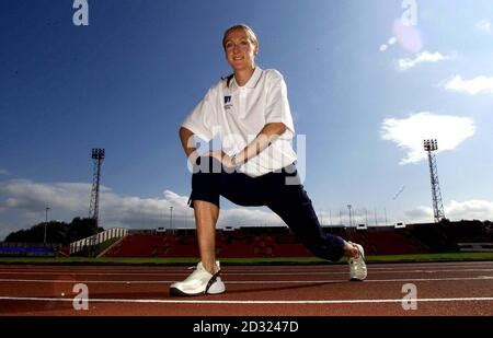 Athlete Paula Radcliffe training at Gateshead stadium, after flying ...