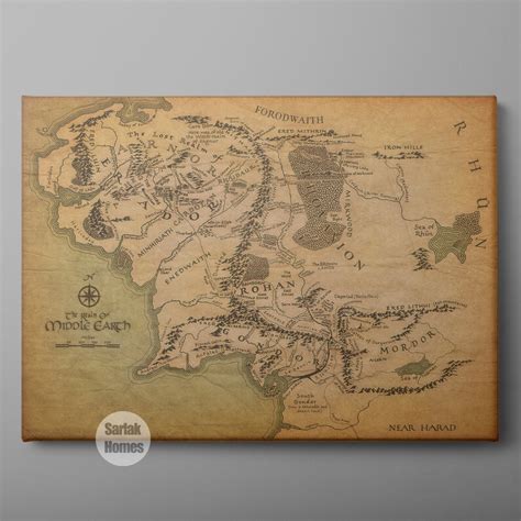 Lord of the Rings Map Lord of the Rings Canvas Middle Earth - Etsy