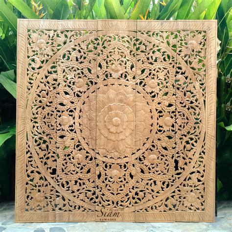 Carved Wall Hanging Mandala Wood Panel