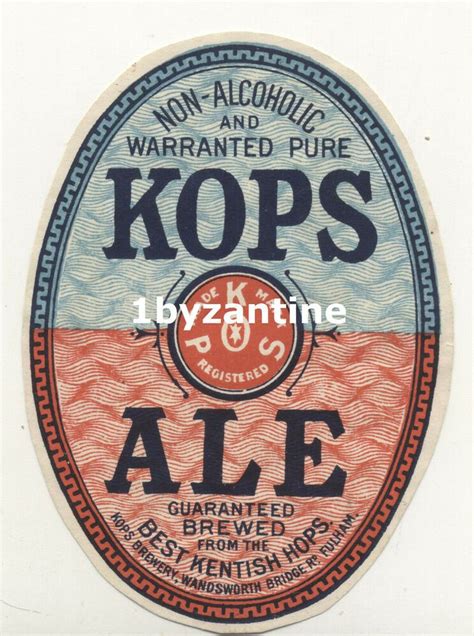 Rare early #Brewery #Bottle #label for (never seen before) #Kops #Ale #Beer #Wandsworth #Bridge ...