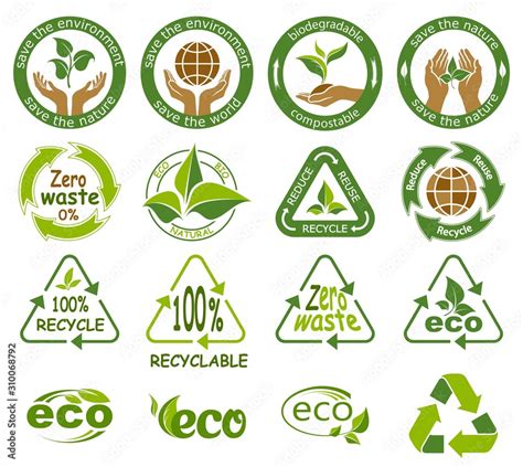 Ecology icons. Symbols of nature conservation and environmental ...