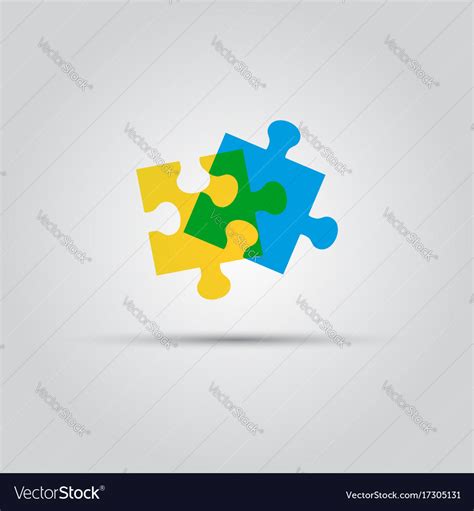 Two puzzle pieces isolated colored logo Royalty Free Vector