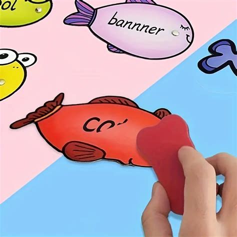Magnetic Erasable English Double-sided Card Fishing Game, Magnetic Fishing Rod Children's Toy ...