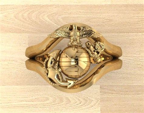 Beautiful Gold Marine Corps Ring Ladies Design 7 - Etsy