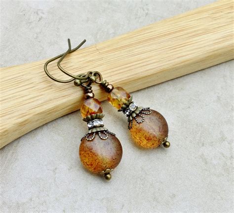 Topaz Earrings Brown Earrings Gold Earrings Czech by SmockandStone