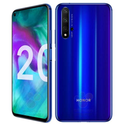 HONOR 20 with 6.26-inch FHD+ display, 32MP in-screen camera, quad rear cameras, side-mounted ...