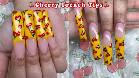 EASY WAY TO DO FRENCH TIPS! CHERRY FRENCH TIP NAIL ART🍒 + CREEPY REDDIT STORIES | Nail Tutorial ...