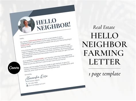 Realtor Hello Neighbour Letter, Realtor Farming Letter, Real Estate Flyer, Realtor Letter ...