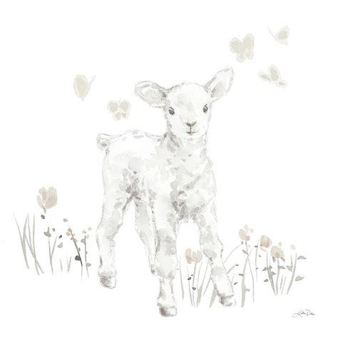 Spring Lambs I Neutral Painting by Katrina Pete - Fine Art America