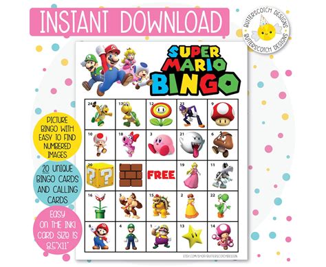 Super Printable Bingo Cards 20 Different Cards Instant Download - Etsy