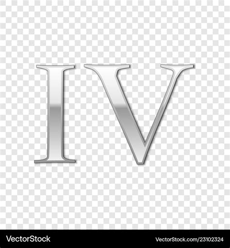 Silver roman numeral number 4 iv four Royalty Free Vector