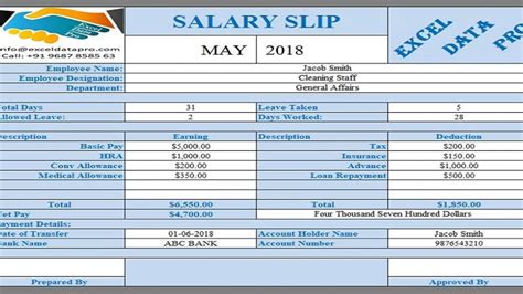 Salary Slip Format In Excel With Formula - miraclebewer