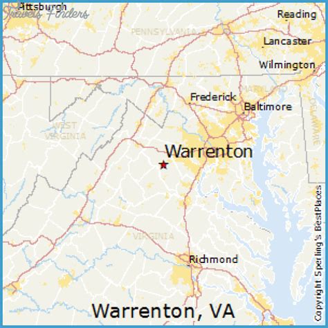 Warrenton Virginia Map - TravelsFinders.Com