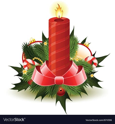 Christmas candle Royalty Free Vector Image - VectorStock