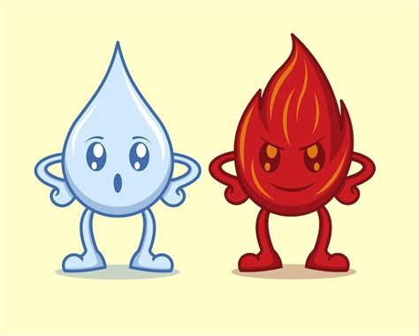 Premium Vector | Cute cartoon fire and water characters