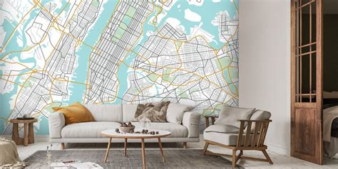 New York City Map Wallpaper Mural | Wallsauce US