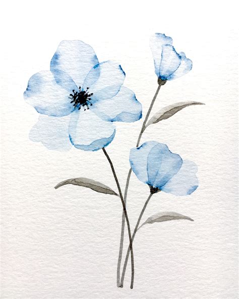 Flower Watercolor Blue