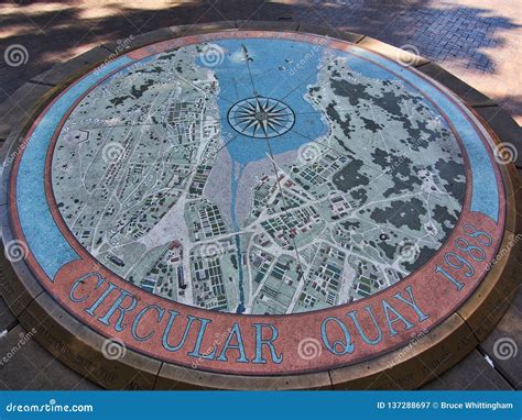 Public Exhibit, Detailed Round Map of Circular Quay, Sydney, Australia ...