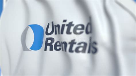 Waving Flag with United Rentals Logo, Close-up. Editorial 3D Rendering ...