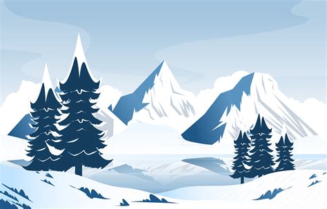 Snow Pine Peak Mountain Frozen Ice Nature Landscape Adventure Illustration 4268509 Vector Art at ...