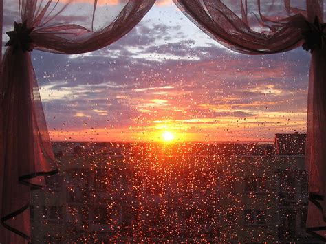 Sun and Rain, sunset, sun, rain, window, HD wallpaper | Peakpx