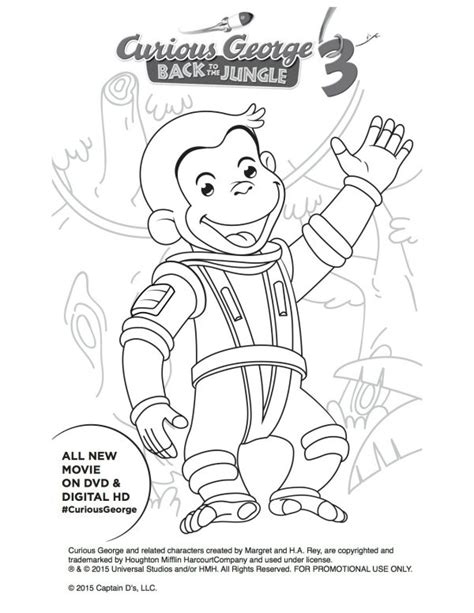 Astronaut Curious George Free Printable Coloring Page - Mama Likes This