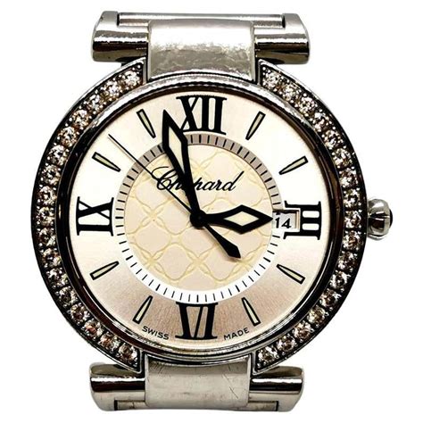 Chopard Diamond Black Leather Strap Watch For Sale at 1stDibs