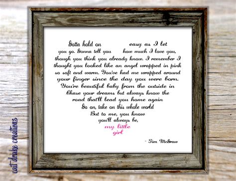 My Little Girl Tim Mcgraw Song Lyrics Poster Digital Print Printable - Etsy