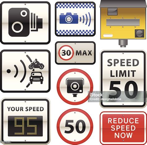 Speed Camera Warning Signs Stock Illustration - Download Image Now - Speed Camera, Icon Symbol ...