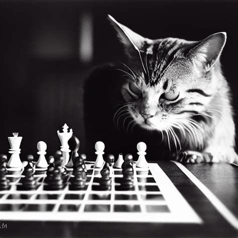 Premium Photo | Cat playing chess