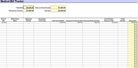 Medical Bill Tracker Template | Excel Templates | Excel Spreadsheets - Excel Templates | Excel ...