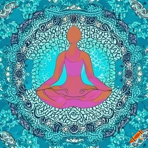 Vector drawing of yoga poses inside a mandala on Craiyon