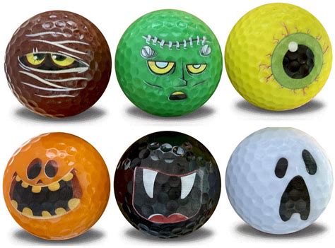 Halloween Golf Balls – 6 pack - Novelty Print Golf Balls 6 Assorted Frightening Designs ...