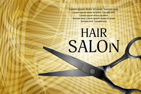 Golden Horizontal Background with Professional Scissors for Advertising a Hair Salon. Vector ...