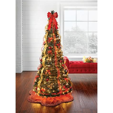 Brylanehome Christmas Fully Decorated Pre-Lit 6 Foot Pop-Up Christmas Tree, Red Gold - Walmart.com